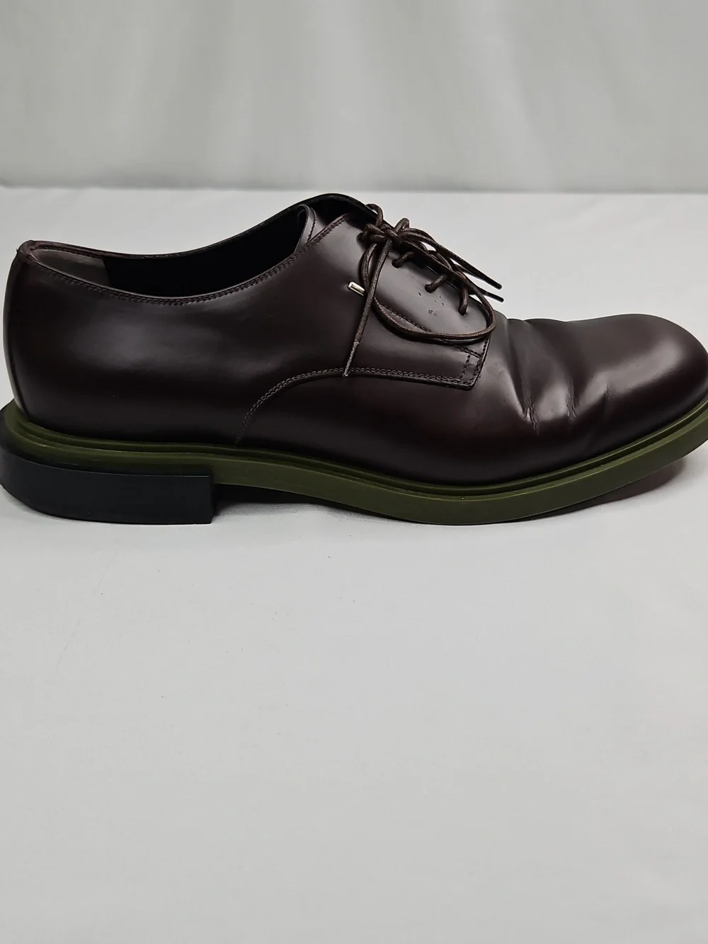 Fendi Men’s Brown Leather Derby Shoes Green Sole Size 7 Made In  Italy